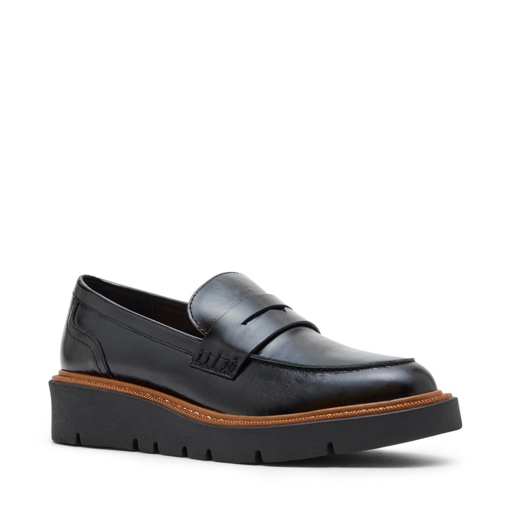 Blondo Mariana Black Leather Platform Loafers